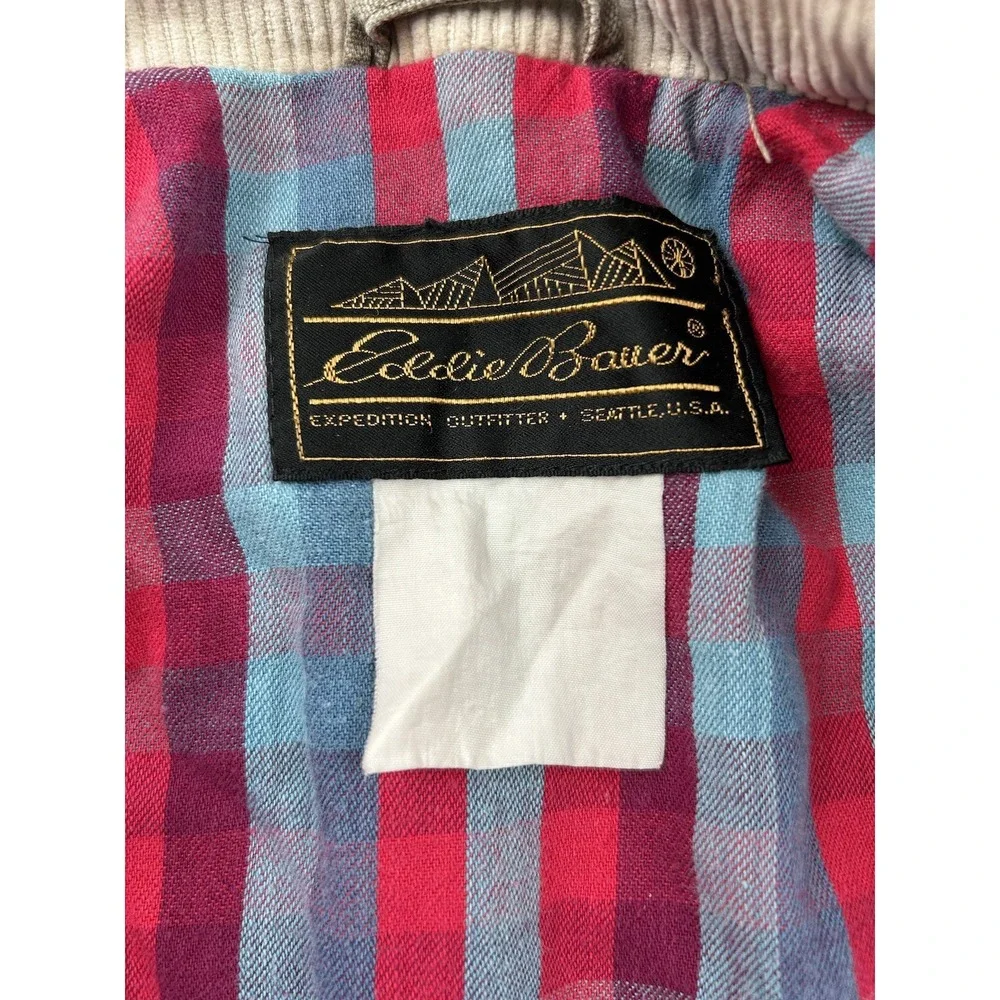 Vtg‎ Eddie Bauer Barn Chore Coat Canvas Flannel Lined Corduroy *Missing Buttons*